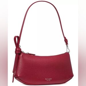 kate spade Loop Small Pebbled Leather Pochette Bag In Red Jam
